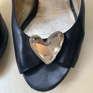 Versace Heart Embellished Peep Toe Platform Heel